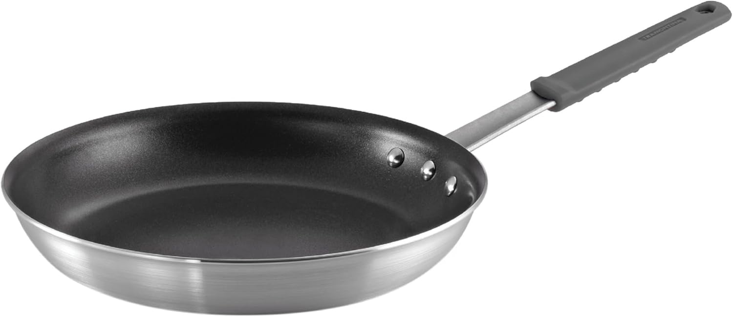 image:imageTramontina Professional 12Inch Non Stick Large Frying Pan HeavyGauge Aluminum Skillet with Reinforced Nonstick Coating Red Handle Dishwasher and Oven SafeNonstick Gray handle