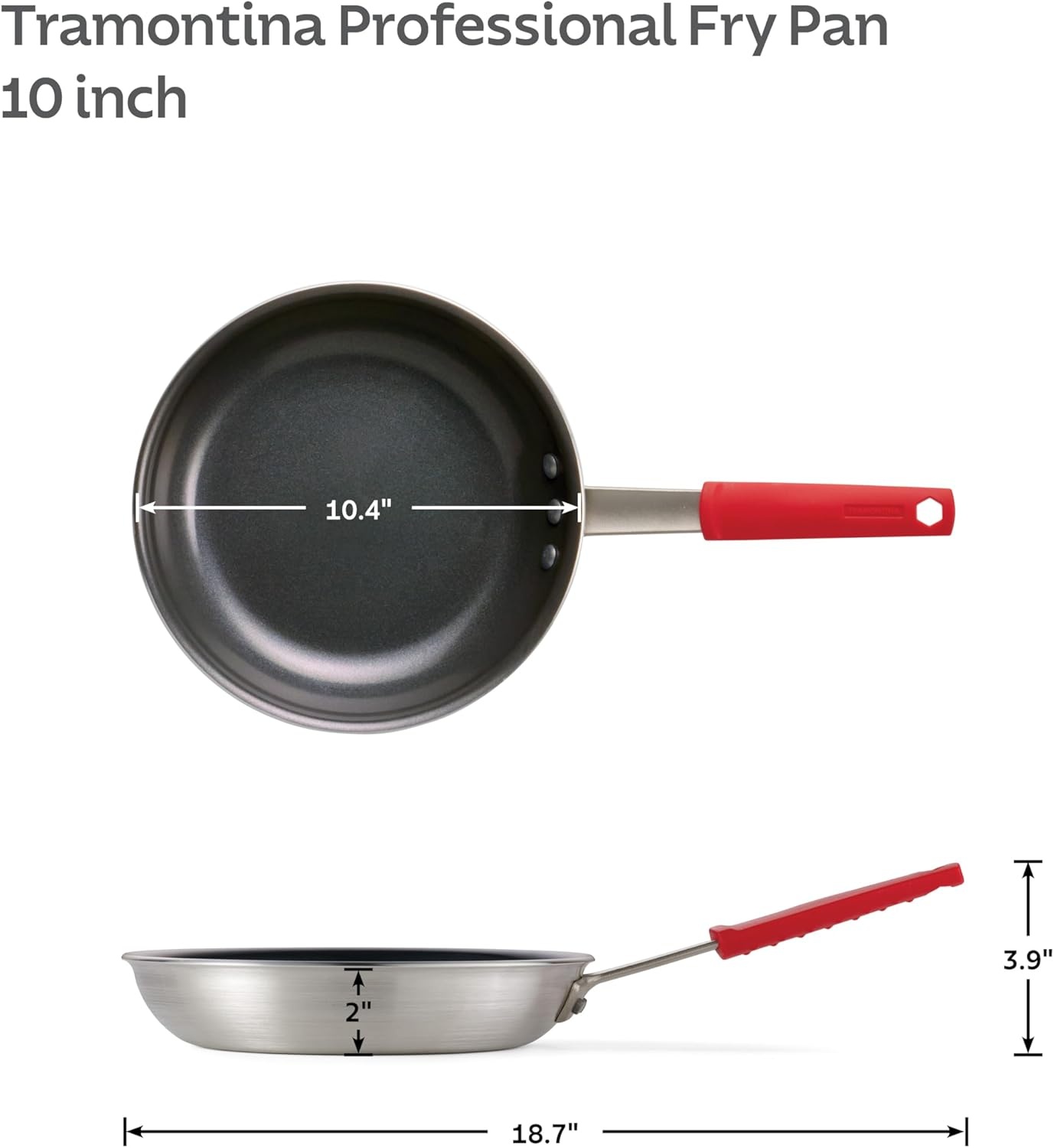 image:imageTramontina Professional 12Inch Non Stick Large Frying Pan HeavyGauge Aluminum Skillet with Reinforced Nonstick Coating Red Handle Dishwasher and Oven SafeCeramic Black