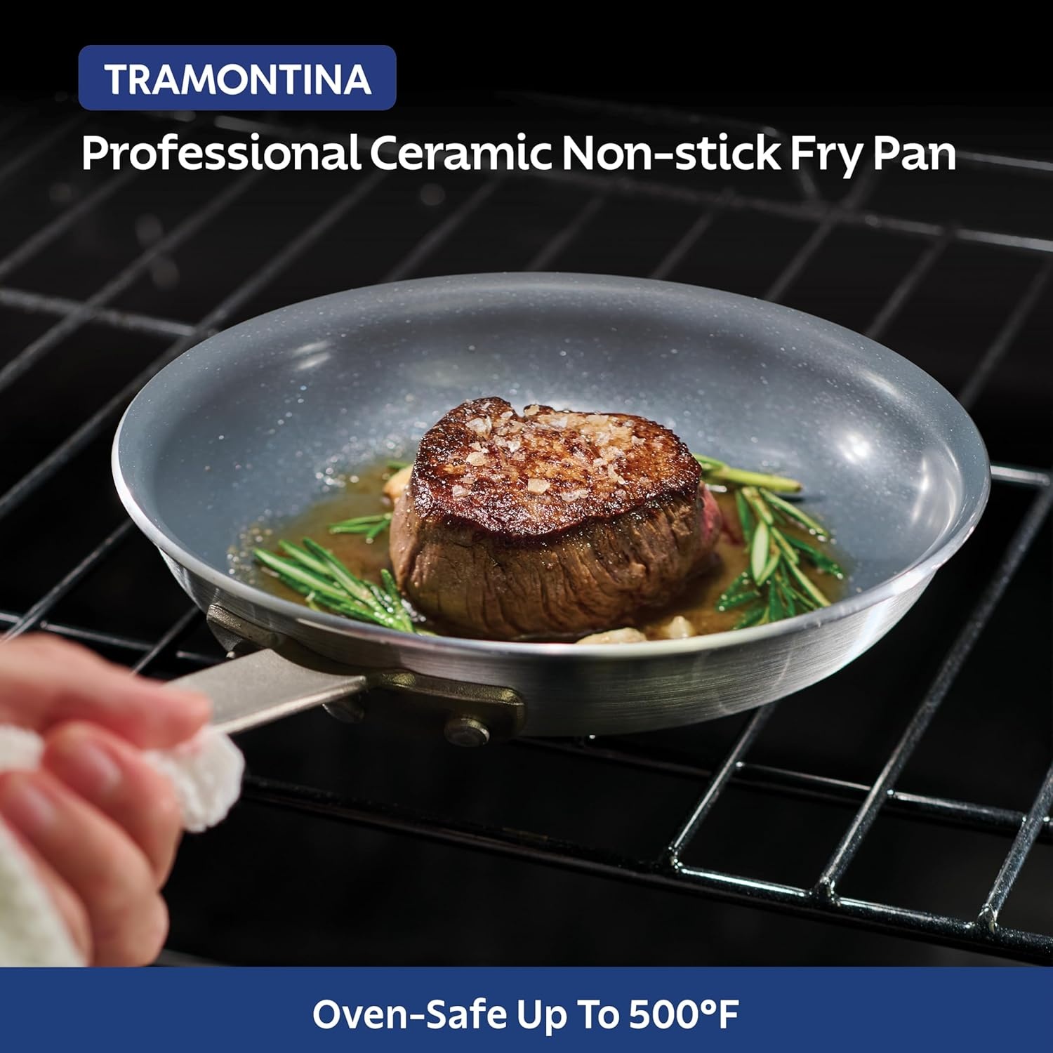 image:imageTramontina Professional 12Inch Non Stick Large Frying Pan HeavyGauge Aluminum Skillet with Reinforced Nonstick Coating Red Handle Dishwasher and Oven SafeCeramic Gray