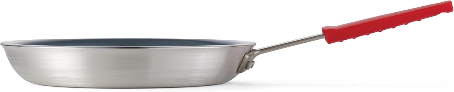 image:imageTramontina Professional 12Inch Non Stick Large Frying Pan HeavyGauge Aluminum Skillet with Reinforced Nonstick Coating Red Handle Dishwasher and Oven SafeCeramic Gray