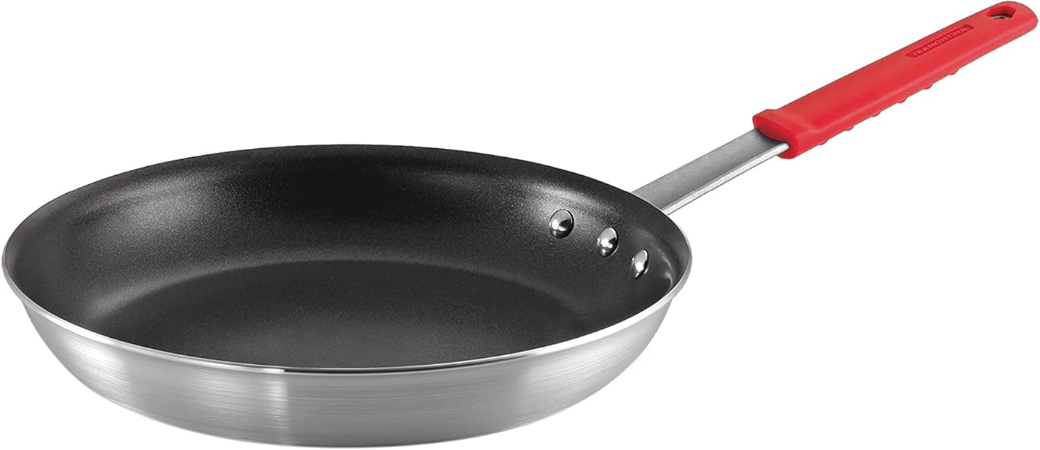 image:imageTramontina Professional 12Inch Non Stick Large Frying Pan HeavyGauge Aluminum Skillet with Reinforced Nonstick Coating Red Handle Dishwasher and Oven SafeNonstick Red handle
