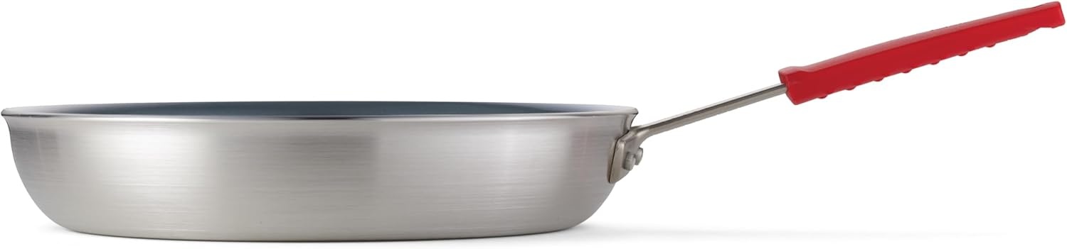 image:imageTramontina Professional 12Inch Non Stick Large Frying Pan HeavyGauge Aluminum Skillet with Reinforced Nonstick Coating Red Handle Dishwasher and Oven SafeCeramic Gray
