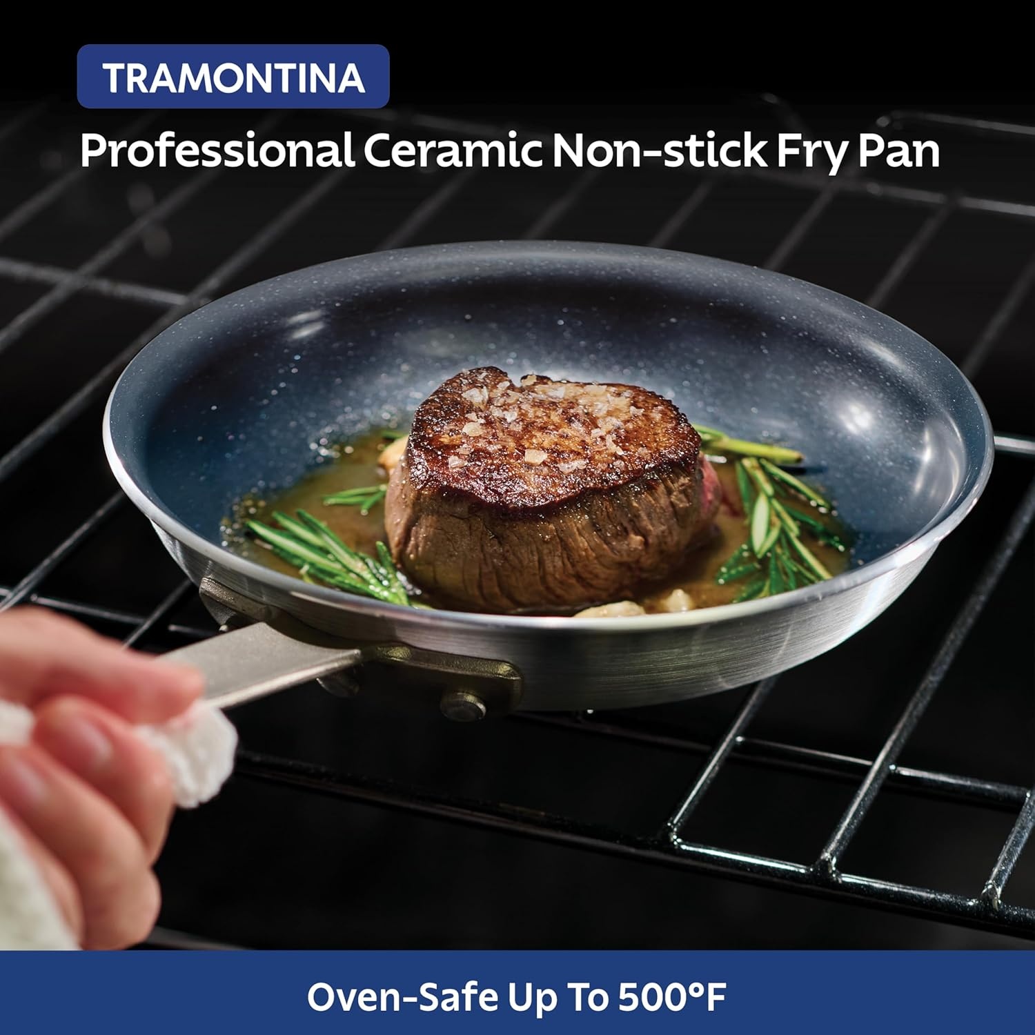 image:imageTramontina Professional 12Inch Non Stick Large Frying Pan HeavyGauge Aluminum Skillet with Reinforced Nonstick Coating Red Handle Dishwasher and Oven SafeCeramic Black