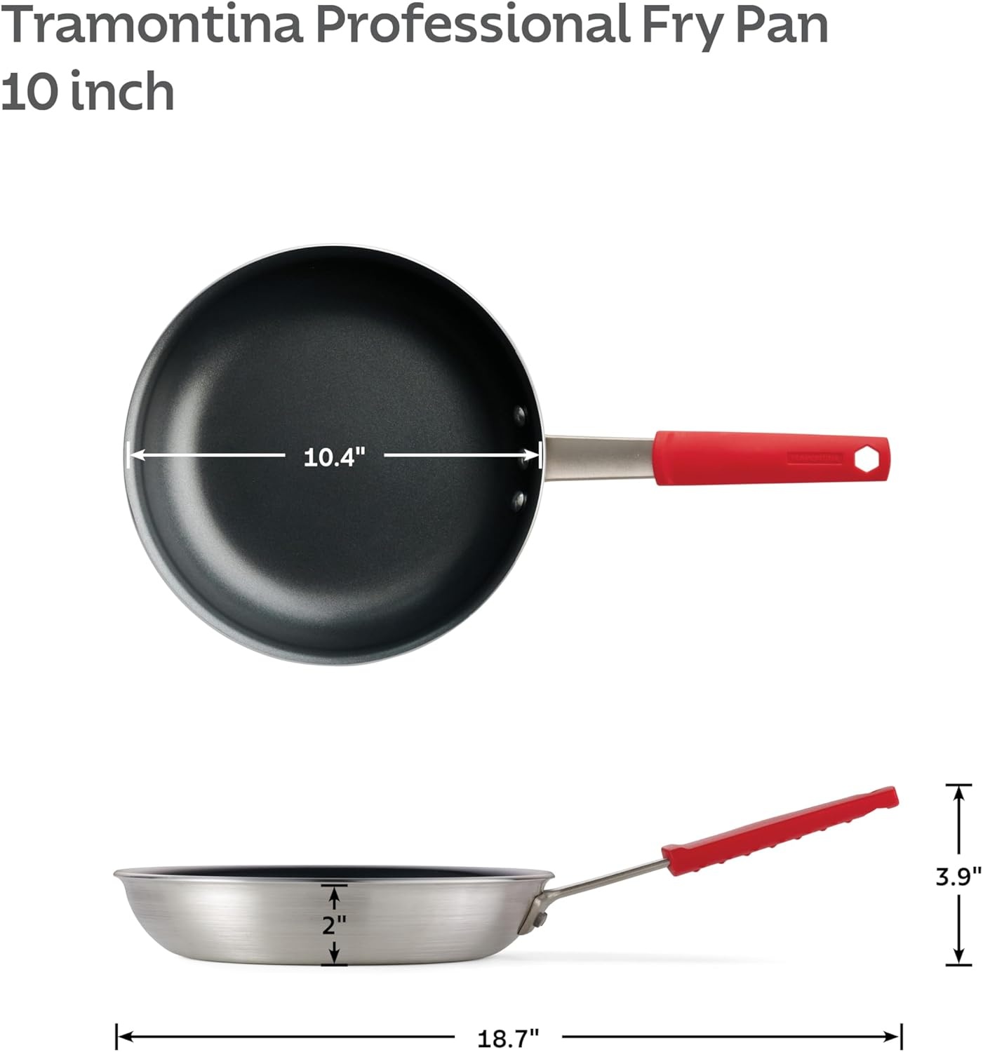 image:imageTramontina Professional 12Inch Non Stick Large Frying Pan HeavyGauge Aluminum Skillet with Reinforced Nonstick Coating Red Handle Dishwasher and Oven SafeNonstick Red handle