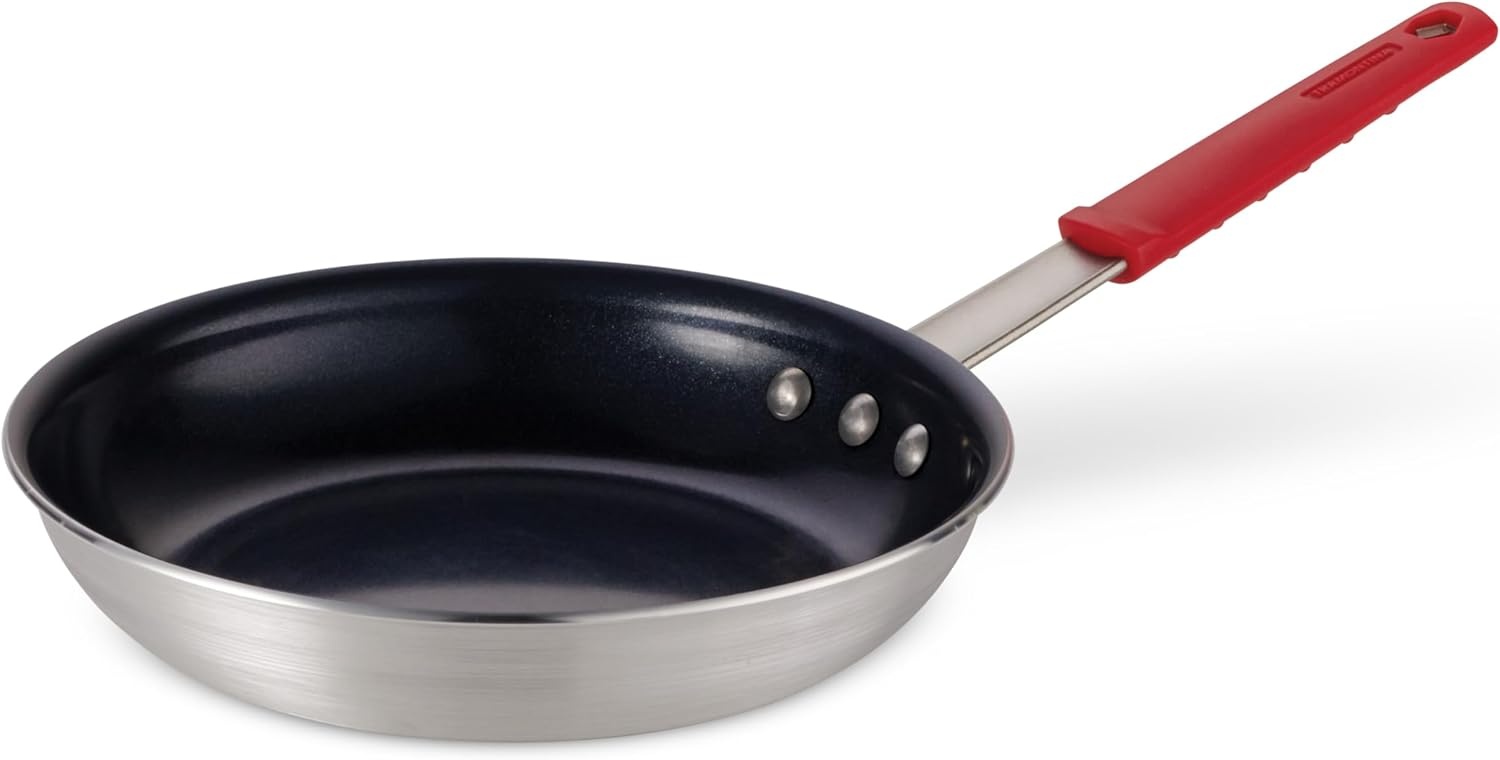 image:imageTramontina Professional 12Inch Non Stick Large Frying Pan HeavyGauge Aluminum Skillet with Reinforced Nonstick Coating Red Handle Dishwasher and Oven SafeCeramic Black