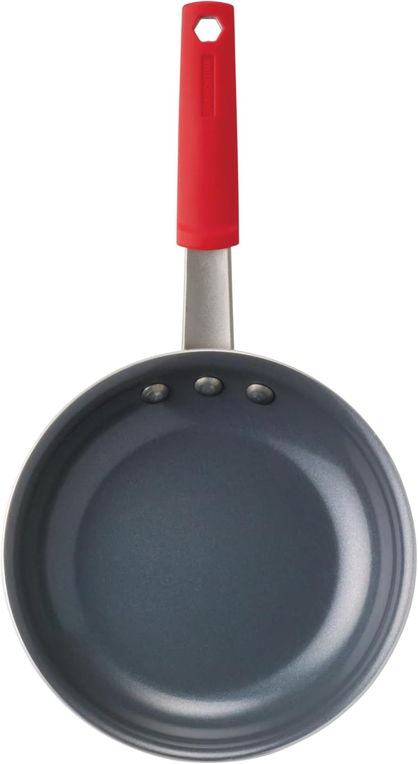 image:imageTramontina Professional 12Inch Non Stick Large Frying Pan HeavyGauge Aluminum Skillet with Reinforced Nonstick Coating Red Handle Dishwasher and Oven SafeCeramic Gray