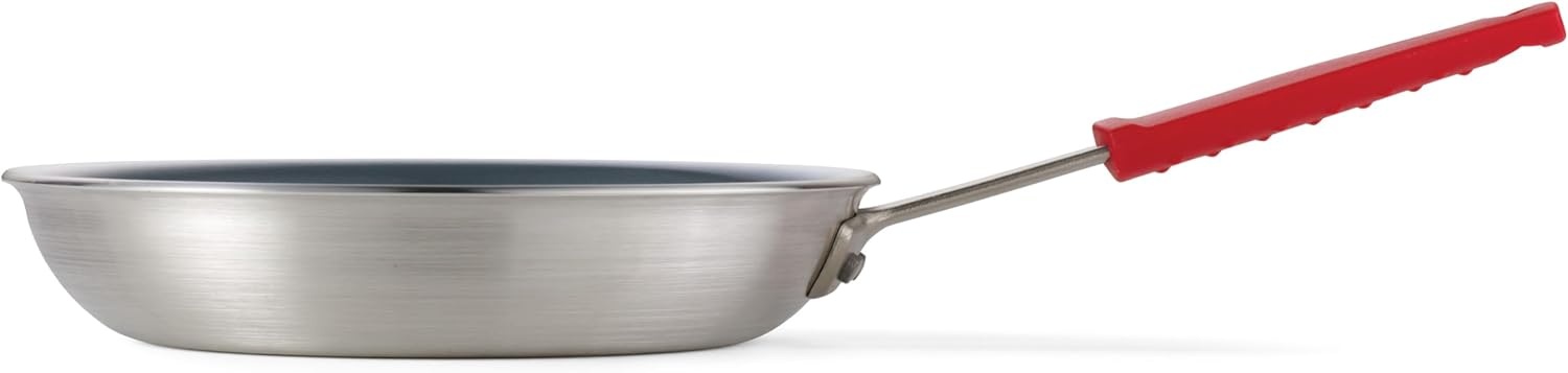 image:imageTramontina Professional 12Inch Non Stick Large Frying Pan HeavyGauge Aluminum Skillet with Reinforced Nonstick Coating Red Handle Dishwasher and Oven SafeCeramic Gray
