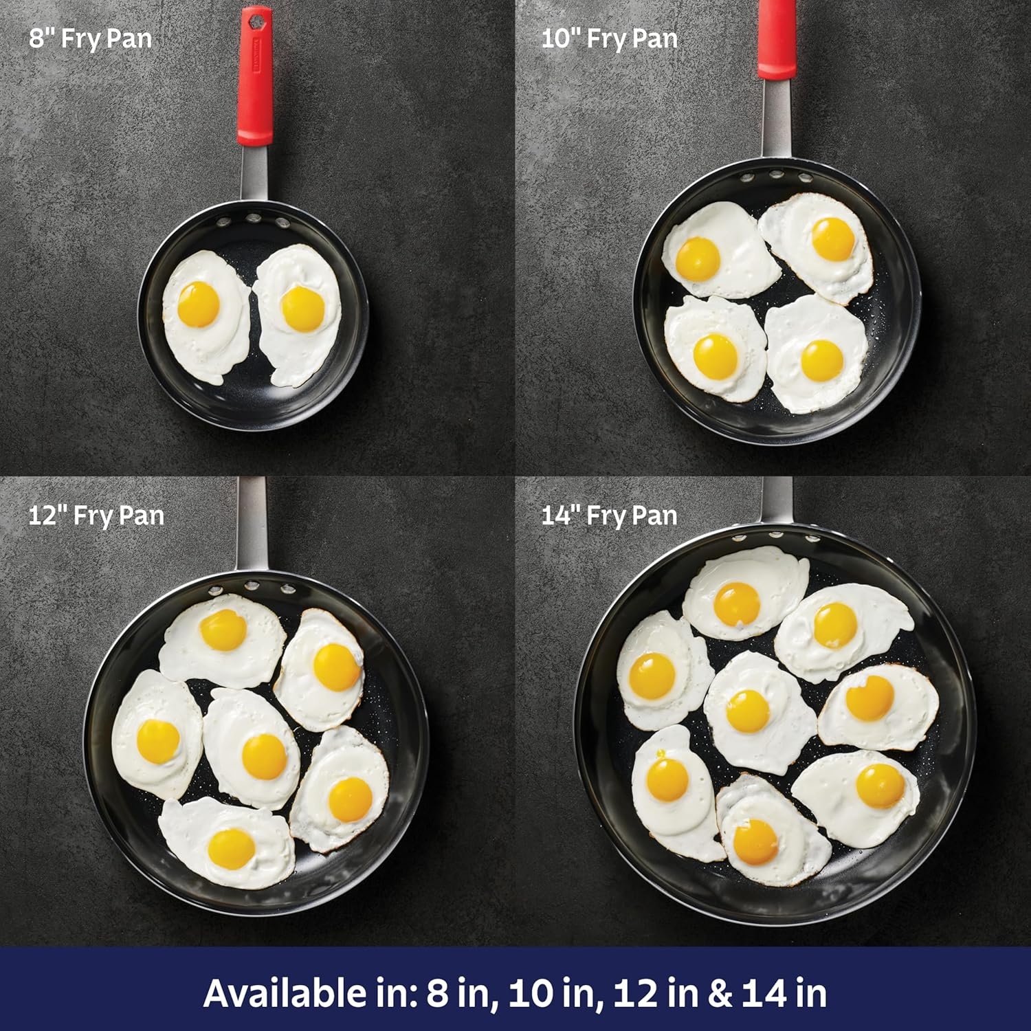 image:imageTramontina Professional 12Inch Non Stick Large Frying Pan HeavyGauge Aluminum Skillet with Reinforced Nonstick Coating Red Handle Dishwasher and Oven SafeNonstick Red handle