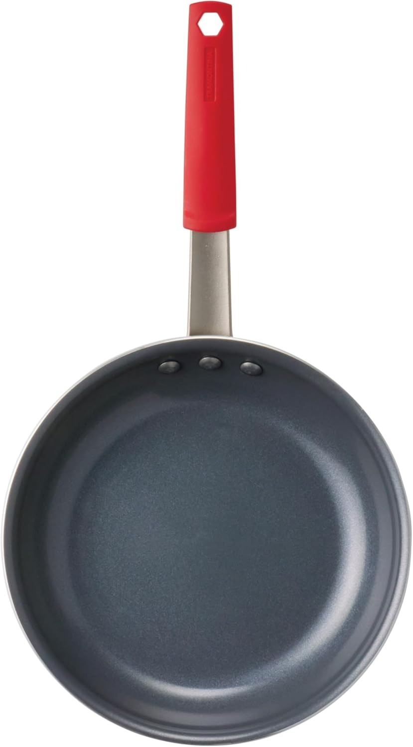 image:imageTramontina Professional 12Inch Non Stick Large Frying Pan HeavyGauge Aluminum Skillet with Reinforced Nonstick Coating Red Handle Dishwasher and Oven SafeCeramic Gray