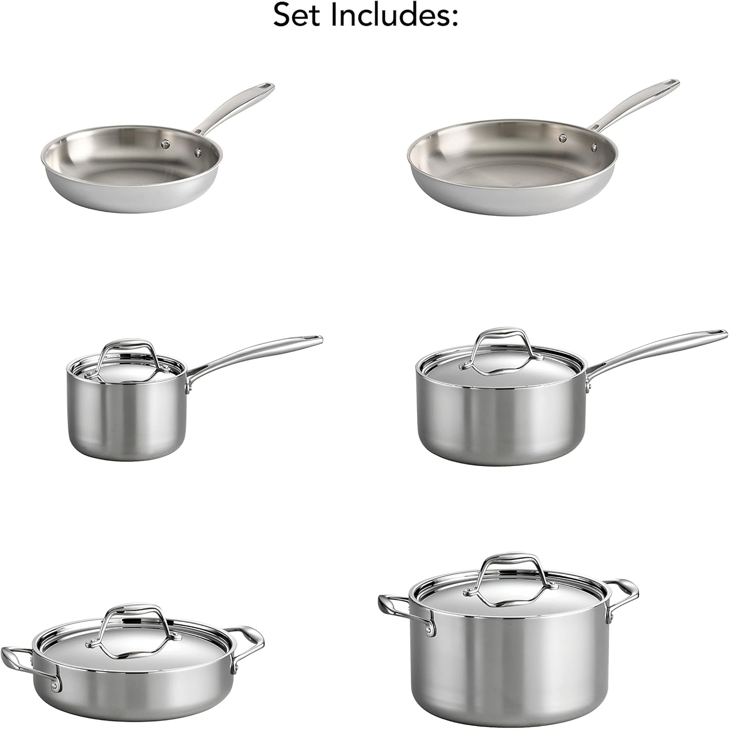 image:imageTramontina Signature TriPly Clad Stainless Steel 8Piece Cookware Set with Lids Pots and Pans Kitchen Set InductionReady DishwasherSafe NSFCertified Made in Brazil10Piece