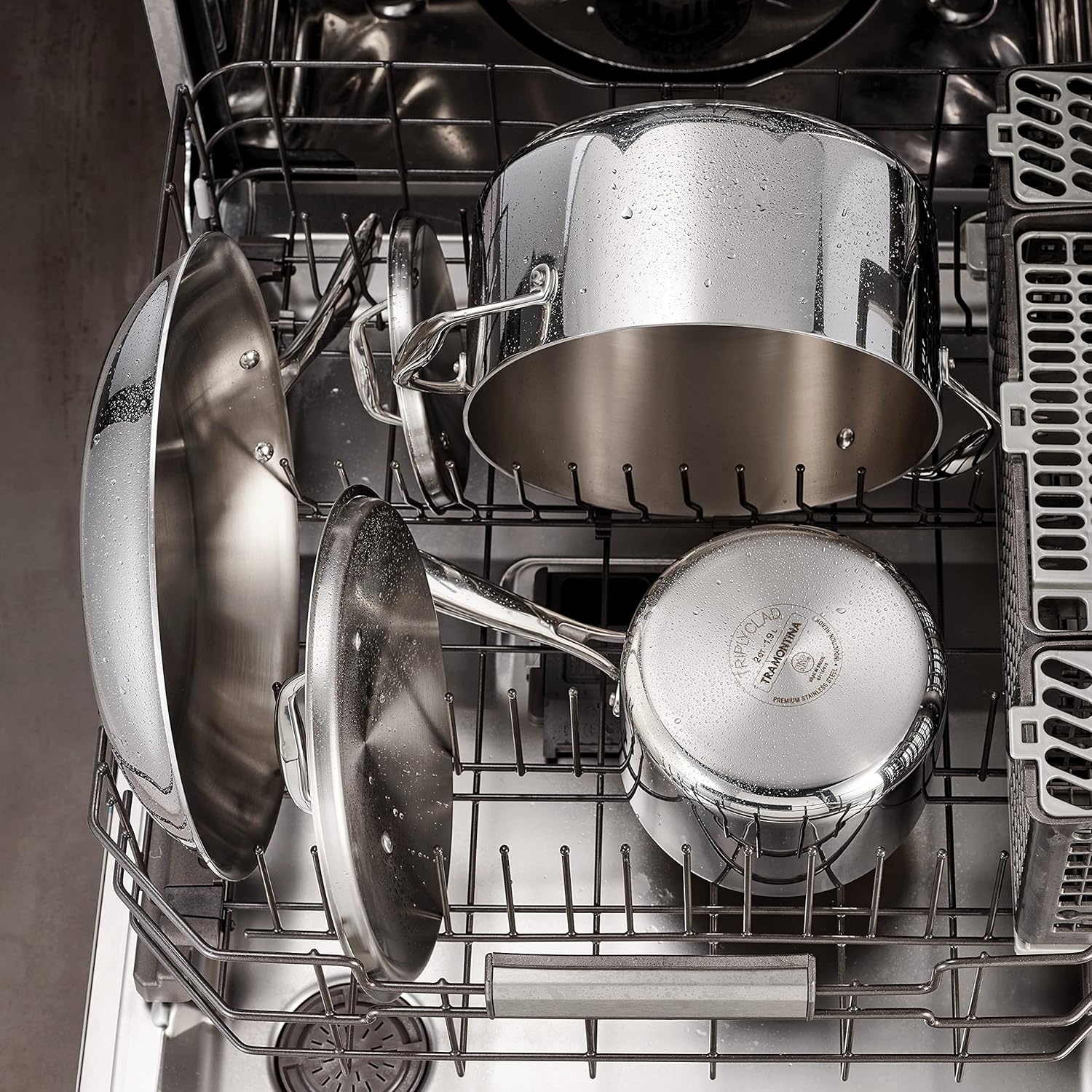 image:imageTramontina Signature TriPly Clad Stainless Steel 8Piece Cookware Set with Lids Pots and Pans Kitchen Set InductionReady DishwasherSafe NSFCertified Made in Brazil12Piece