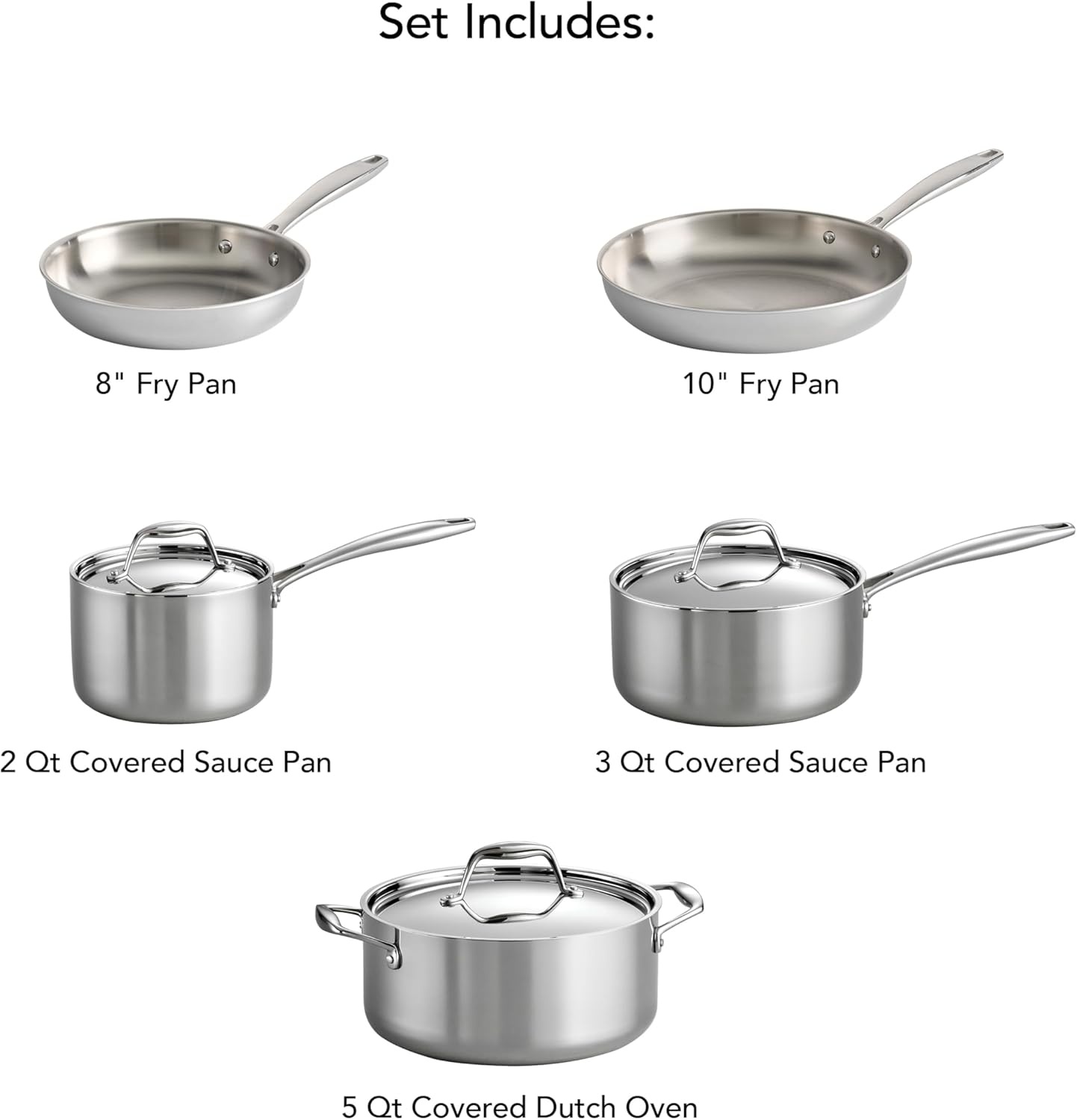 image:imageTramontina Signature TriPly Clad Stainless Steel 8Piece Cookware Set with Lids Pots and Pans Kitchen Set InductionReady DishwasherSafe NSFCertified Made in Brazil8Piece