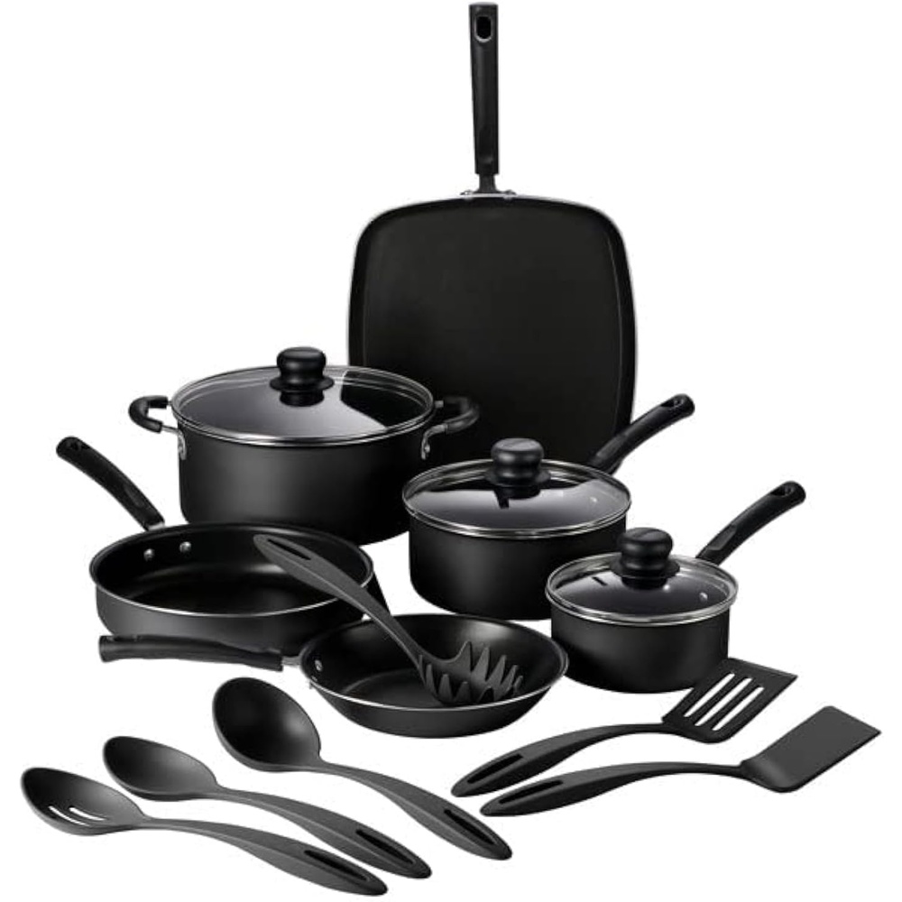 image:imageTramontina Primaware 15Piece Non Stick Cookware Set with Lids and Utensils Aluminum Nonstick Pots and Pans Kitchen Set StormStorm