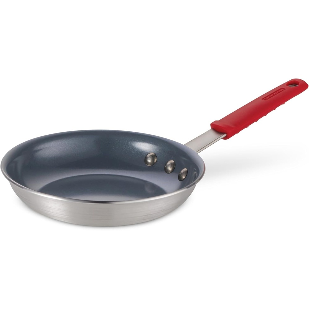 image:imageTramontina Professional 12Inch Non Stick Large Frying Pan HeavyGauge Aluminum Skillet with Reinforced Nonstick Coating Red Handle Dishwasher and Oven SafeCeramic Gray