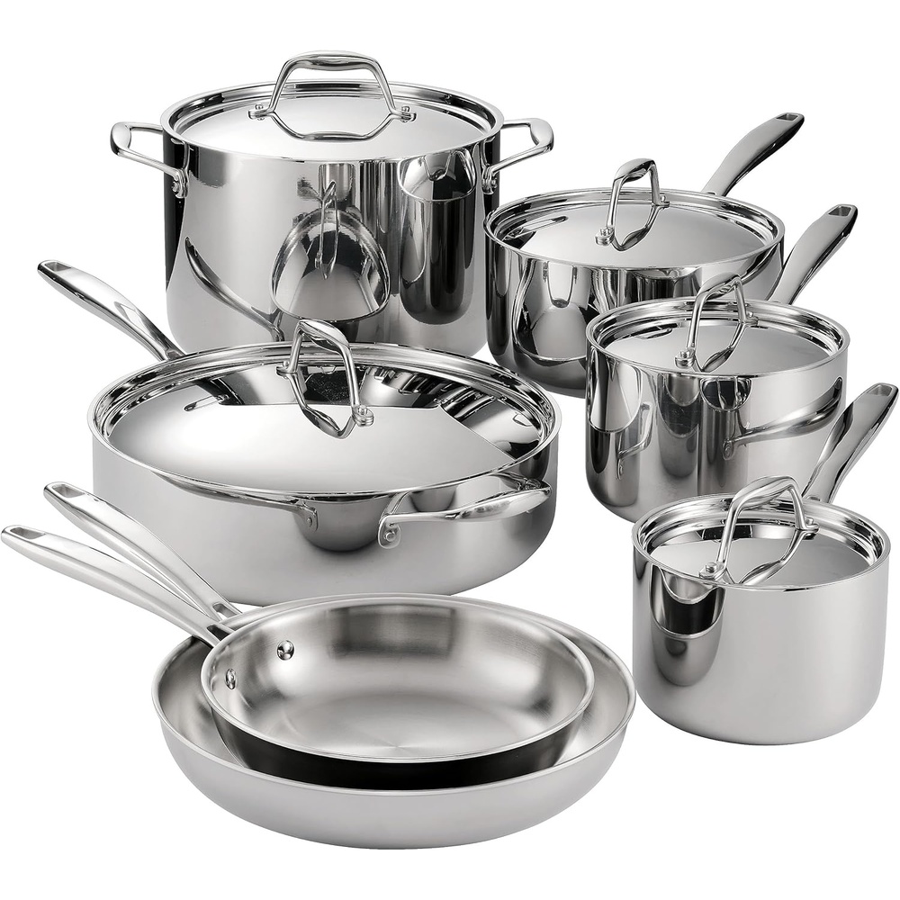 image:imageTramontina Signature TriPly Clad Stainless Steel 8Piece Cookware Set with Lids Pots and Pans Kitchen Set InductionReady DishwasherSafe NSFCertified Made in Brazil12Piece