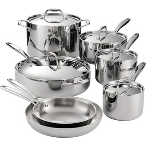 image:imageTramontina Signature TriPly Clad Stainless Steel 8Piece Cookware Set with Lids Pots and Pans Kitchen Set InductionReady DishwasherSafe NSFCertified Made in Brazil12Piece