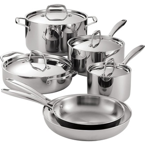 image:imageTramontina Signature TriPly Clad Stainless Steel 8Piece Cookware Set with Lids Pots and Pans Kitchen Set InductionReady DishwasherSafe NSFCertified Made in Brazil10Piece