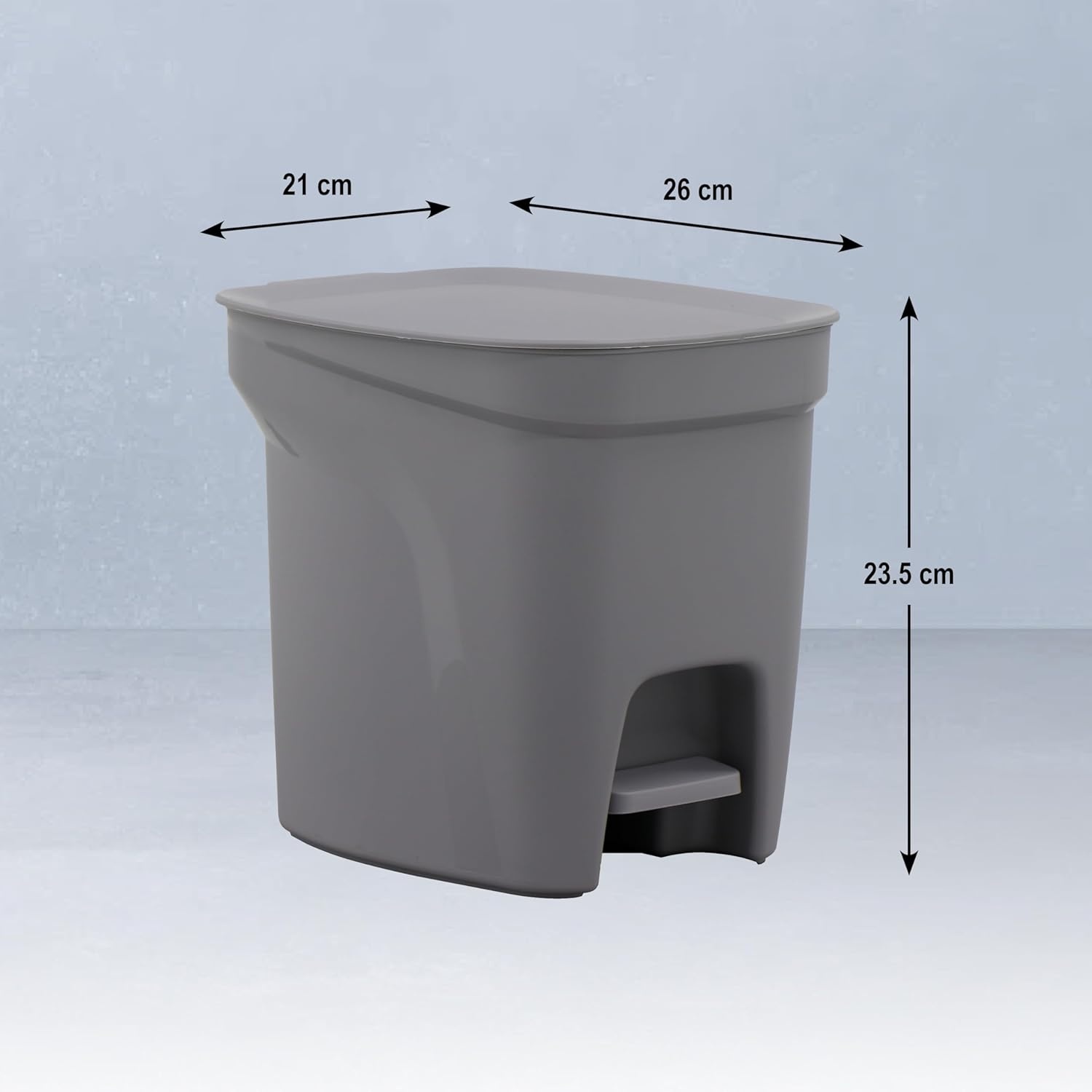 image:imageTramontina 2 Gallon Plastic Trash Bin with Step Pedal Gray Durable Injection Molded Design Lid Liner and Steel Rod 81200021DS