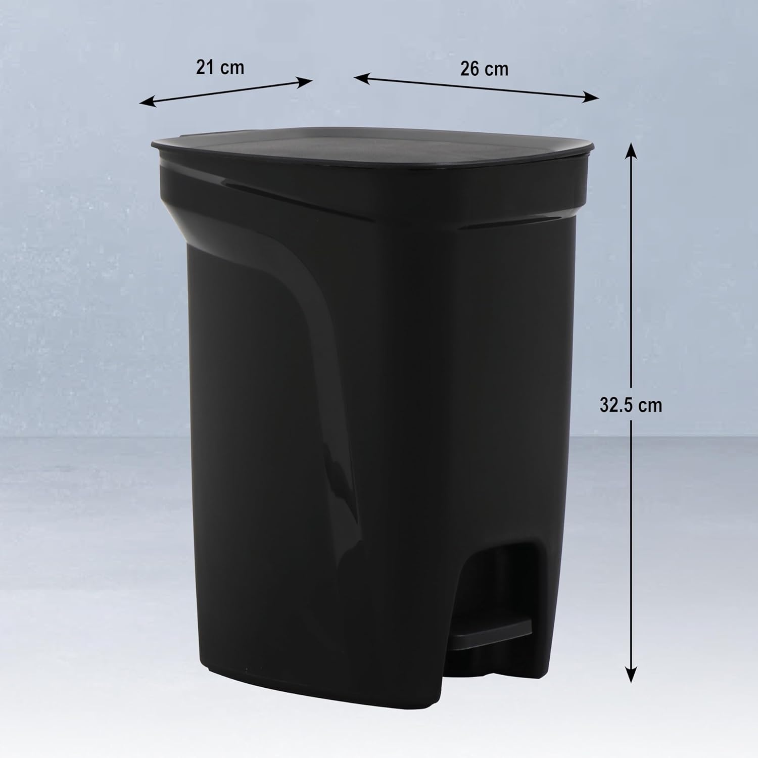 image:imageTramontina 25 Gallon Plastic Trash Bin with Step Pedal Black Durable Injection Molded Design Lid Liner and Steel Rod 81200022DS