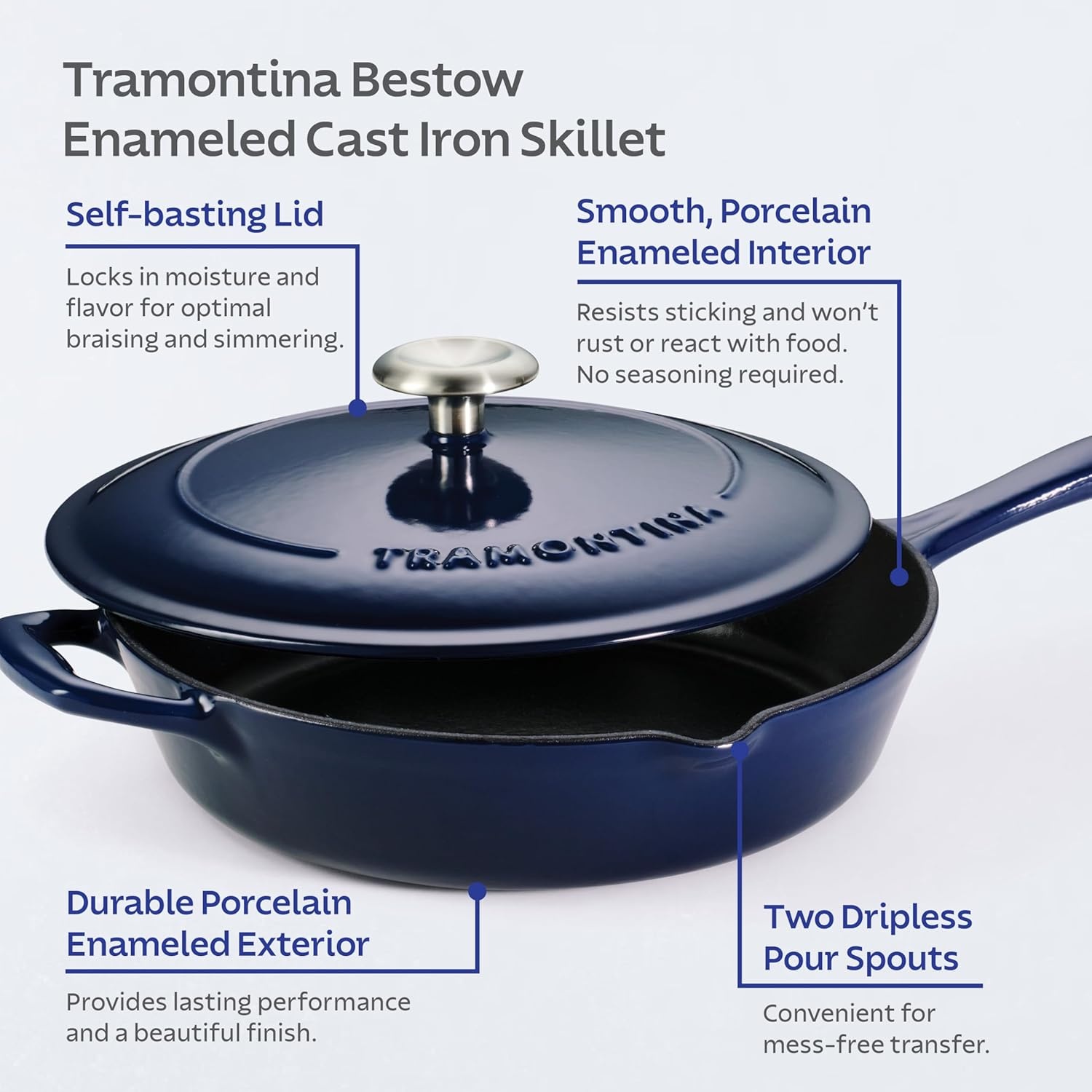 image:imageTramontina Bestow Enameled Cast Iron Grill Pan with Press 11inch RedBlue
