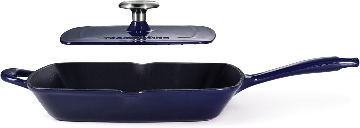 image:imageTramontina Bestow Enameled Cast Iron Grill Pan with Press 11inch RedBlue