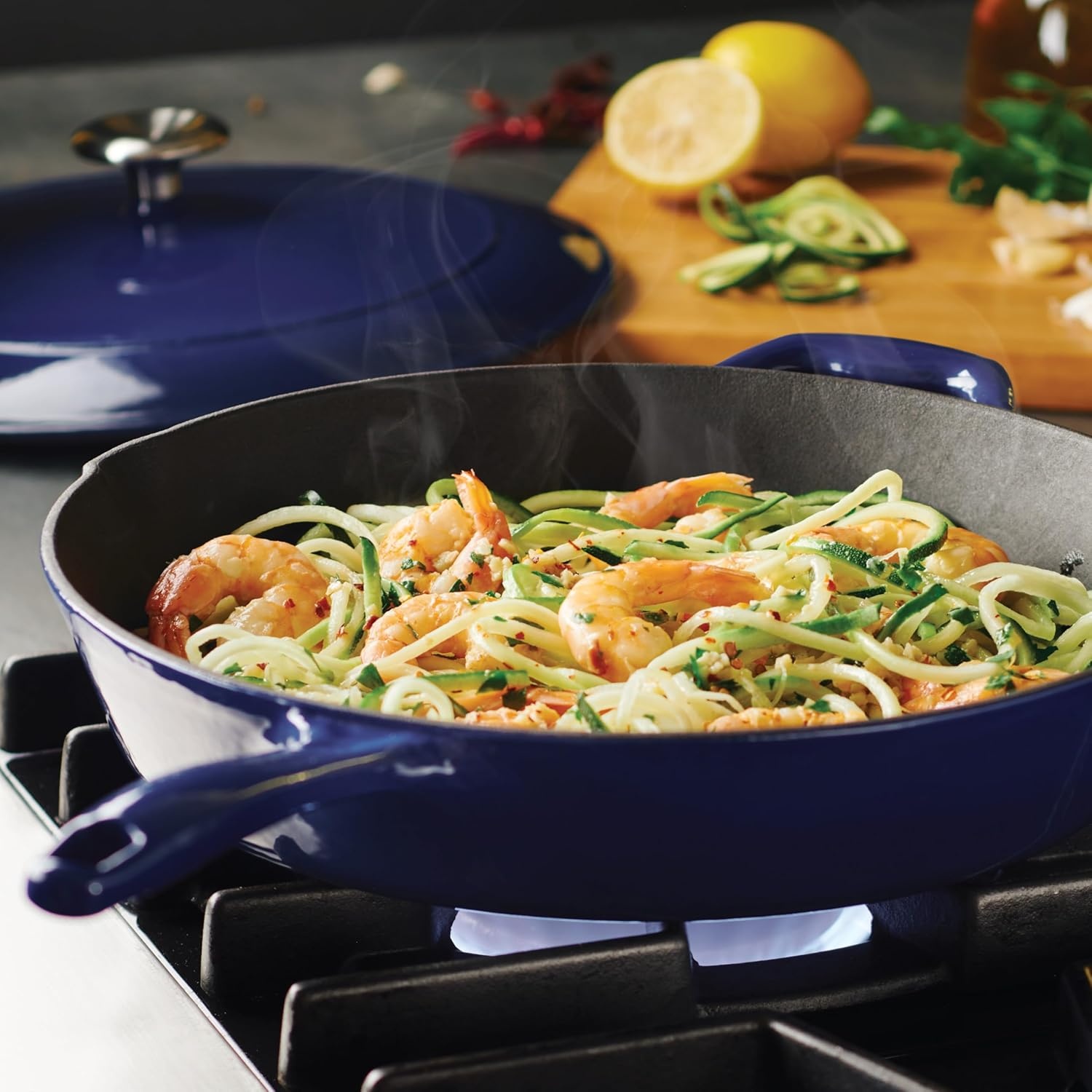image:imageTramontina Bestow Enameled Cast Iron Grill Pan with Press 11inch RedBlue