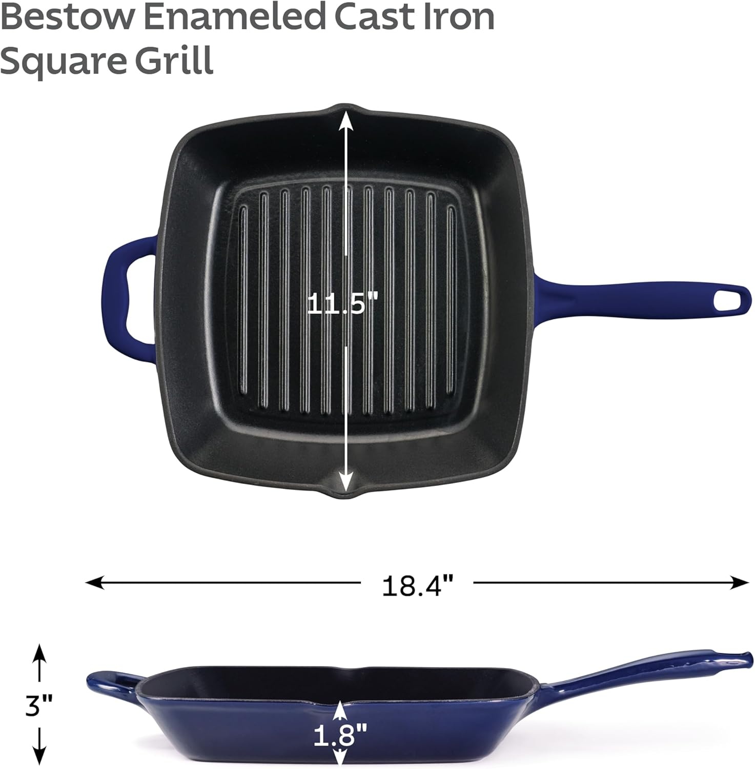 image:imageTramontina Bestow Enameled Cast Iron Grill Pan with Press 11inch RedBlue