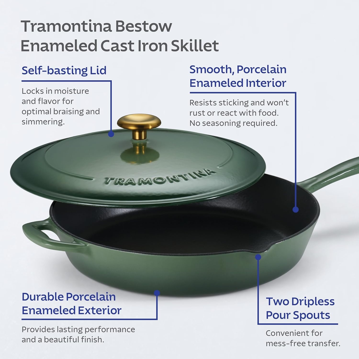 image:imageTramontina Bestow Enameled Cast Iron Grill Pan with Press 11inch RedCactus