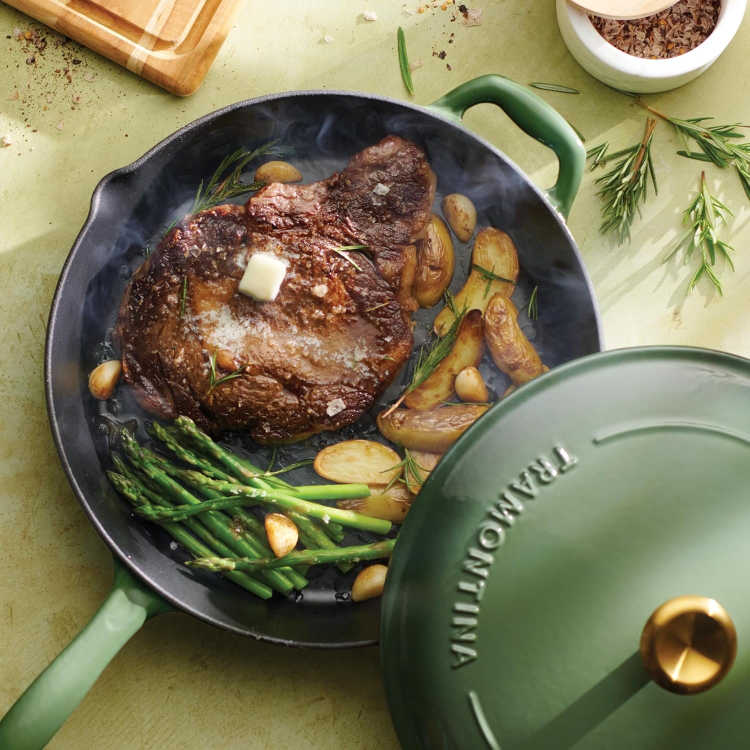 image:imageTramontina Bestow Enameled Cast Iron Grill Pan with Press 11inch RedCactus