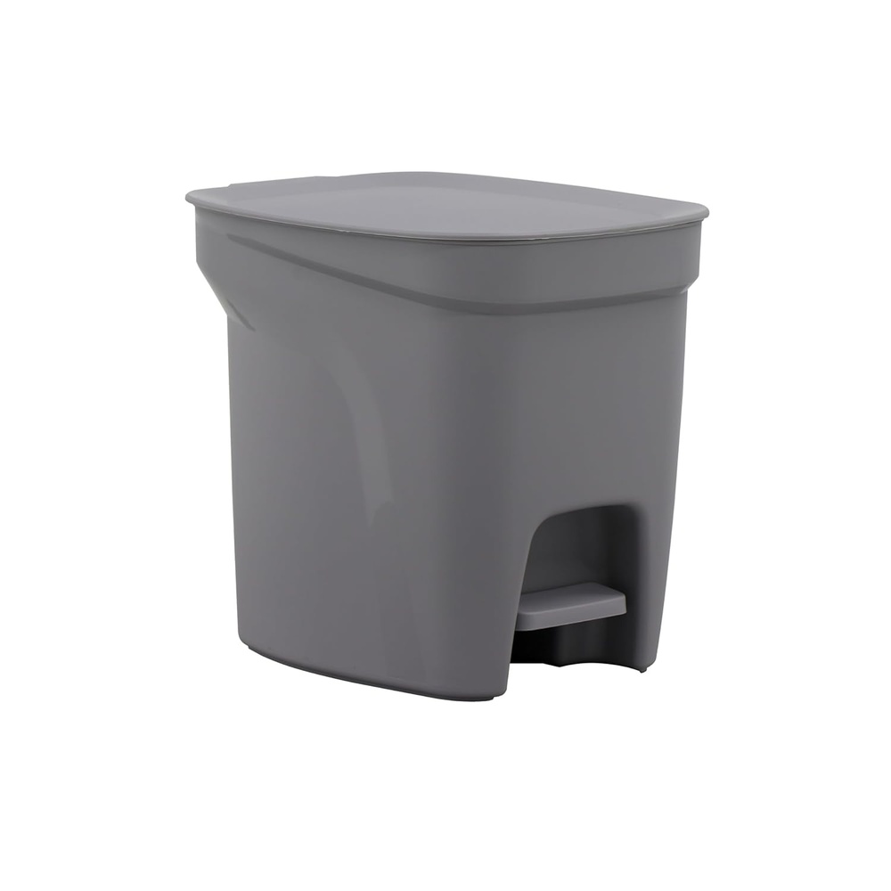 image:imageTramontina 2 Gallon Plastic Trash Bin with Step Pedal Gray Durable Injection Molded Design Lid Liner and Steel Rod 81200021DS