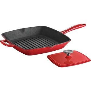image:imageTramontina Bestow Enameled Cast Iron Grill Pan with Press 11inch RedRed