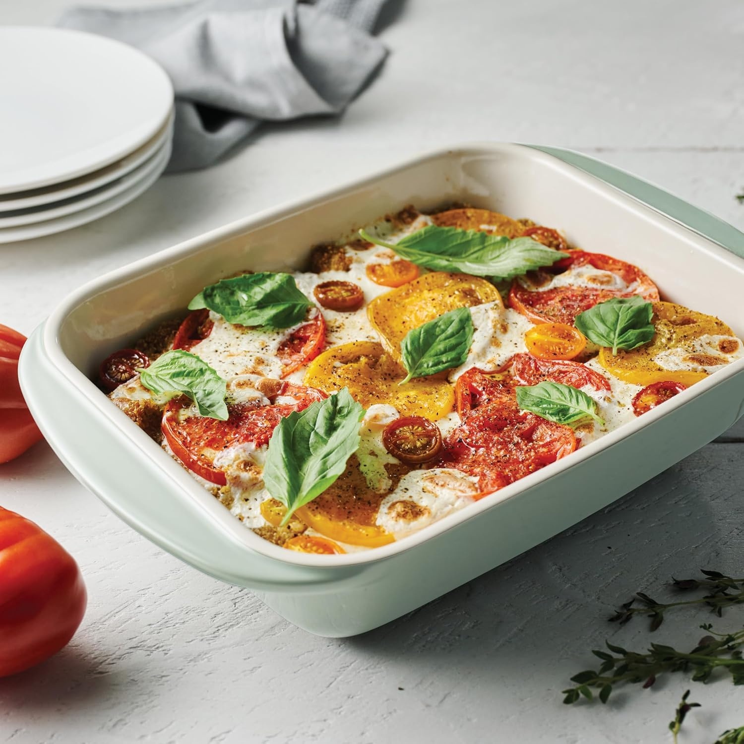 image:imageTramontina Mae 3Piece Ceramic Porcelain Baking Pans Set Non Stick Casserole Dishes for Oven Rectangular Bakeware for Lasagna Cakes and Loafs BlackMint