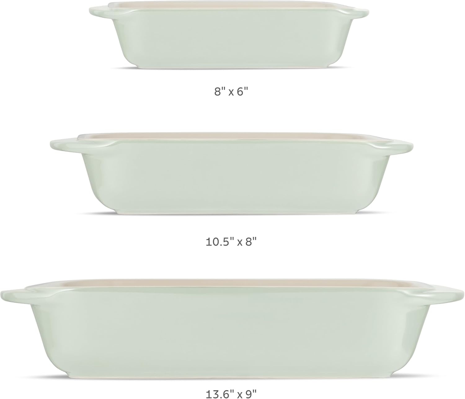 image:imageTramontina Mae 3Piece Ceramic Porcelain Baking Pans Set Non Stick Casserole Dishes for Oven Rectangular Bakeware for Lasagna Cakes and Loafs BlackMint