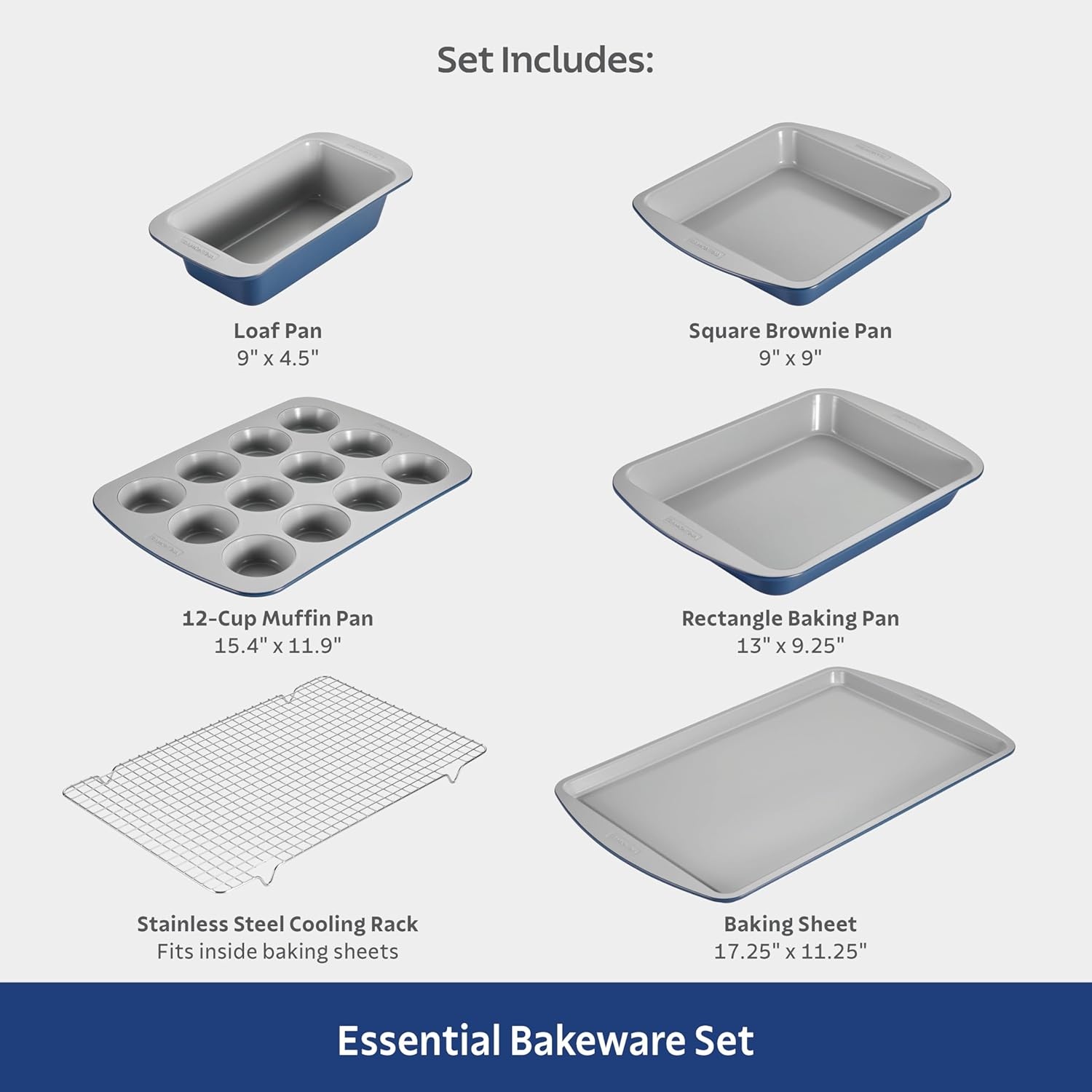image:imageTramontina Rise 3Piece Ceramic Baking Pans Set Non stick Cookie Sheets for Baking with Cooling Rack Aluminized Steel DishwasherSafe6Piece