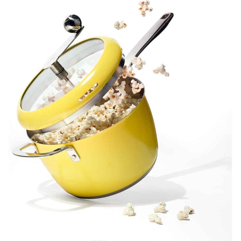 image:imageTramontina Golden Pop Popcorn Maker 55Quart Stainless Steel Stovetop Popcorn Popper Compatible with All Stovetops YellowYellow