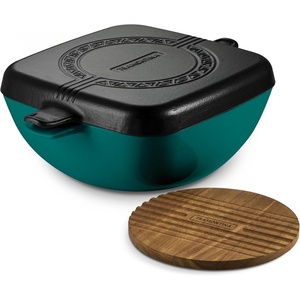 image:imageTramontina Cultura 2in1 Enameled Cast Iron Dutch Oven Pot with Reversible Lid Griddle and Trivet Oven Safe 65Quart MultiCooker Starlight BlueTeal Green