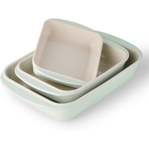 image:imageTramontina Mae 3Piece Ceramic Porcelain Baking Pans Set Non Stick Casserole Dishes for Oven Rectangular Bakeware for Lasagna Cakes and Loafs BlackMint