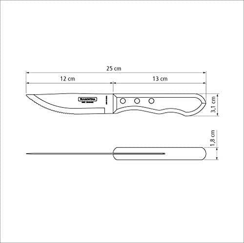 image:imageTramontina 5 Jumbo Steak Knives Set of 4 Sharp Knife with Wooden Handle Camping Kitchen Rustic 22399079