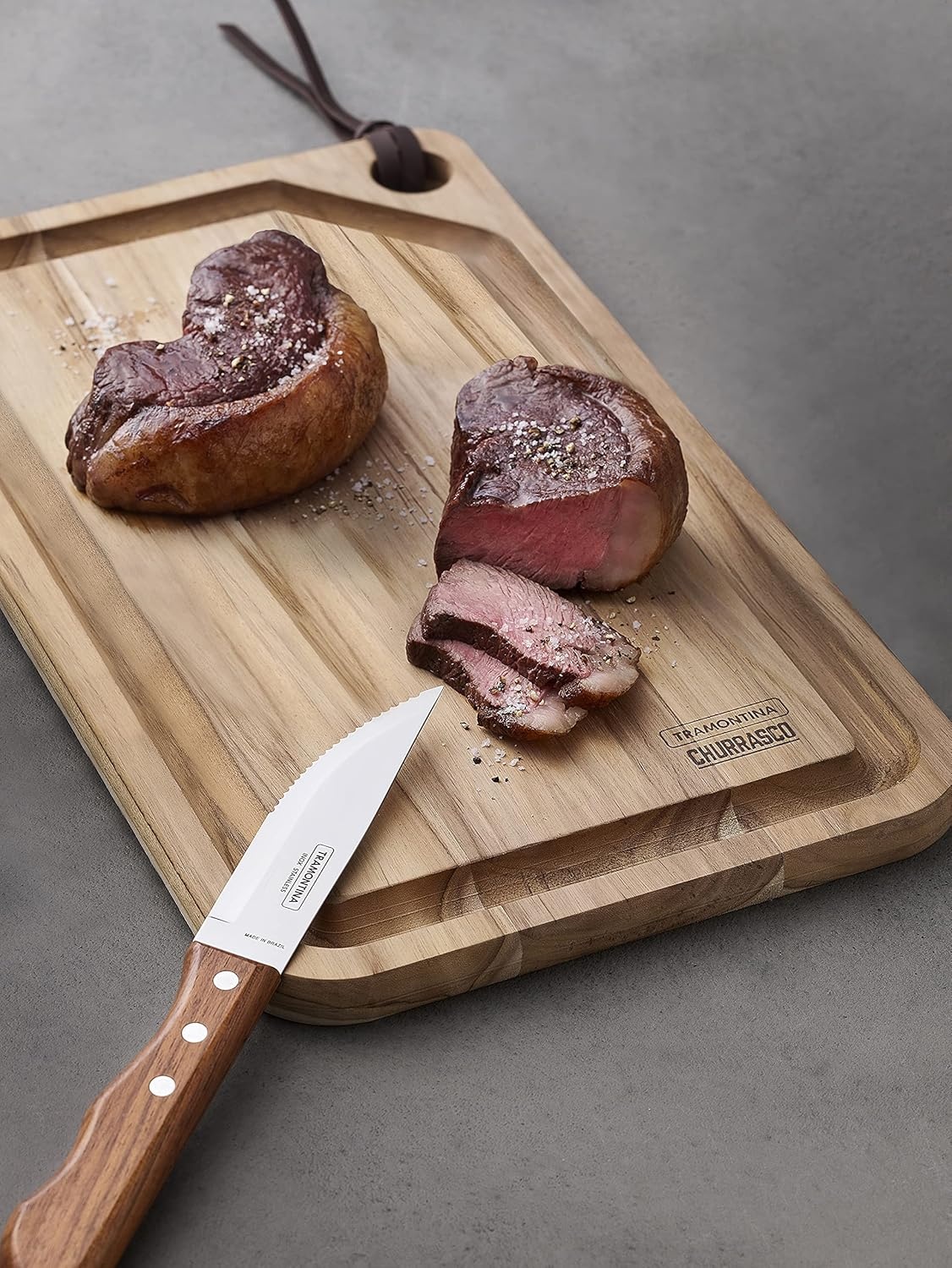 image:imageTramontina 5 Jumbo Steak Knives Set of 4 Sharp Knife with Wooden Handle Camping Kitchen Rustic 22399079