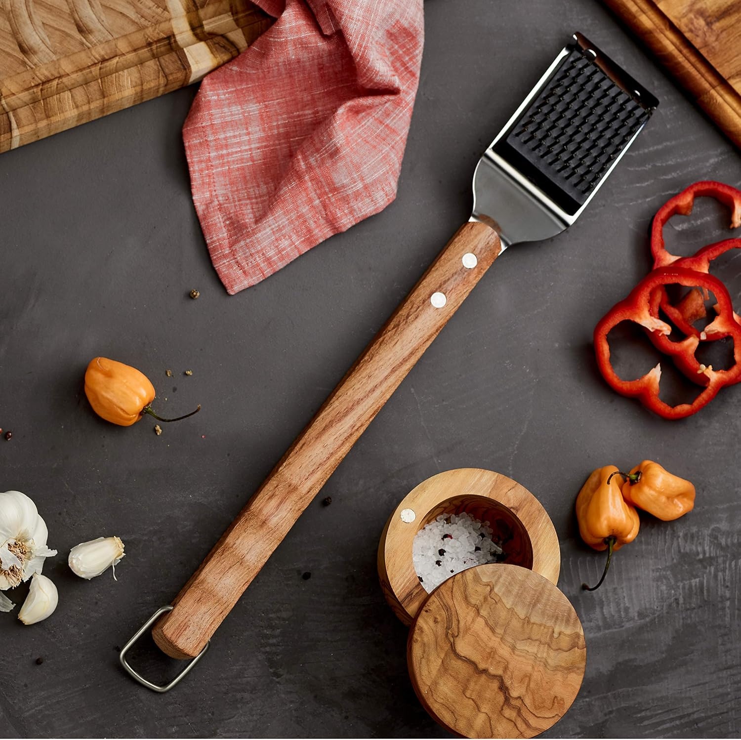 image:imageTramontina Barbecue Tool Set 4Piece Churrasco Line Spatula Tongs Grill Brush Carving Fork Stainless Steel amp Wood Handle Gas Charcoal Electric Grills