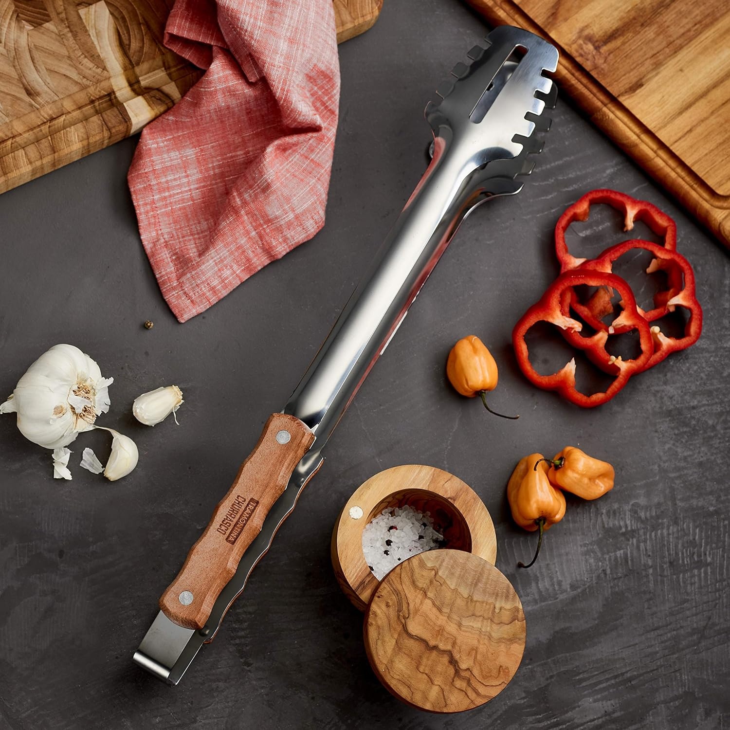 image:imageTramontina Barbecue Tool Set 4Piece Churrasco Line Spatula Tongs Grill Brush Carving Fork Stainless Steel amp Wood Handle Gas Charcoal Electric Grills