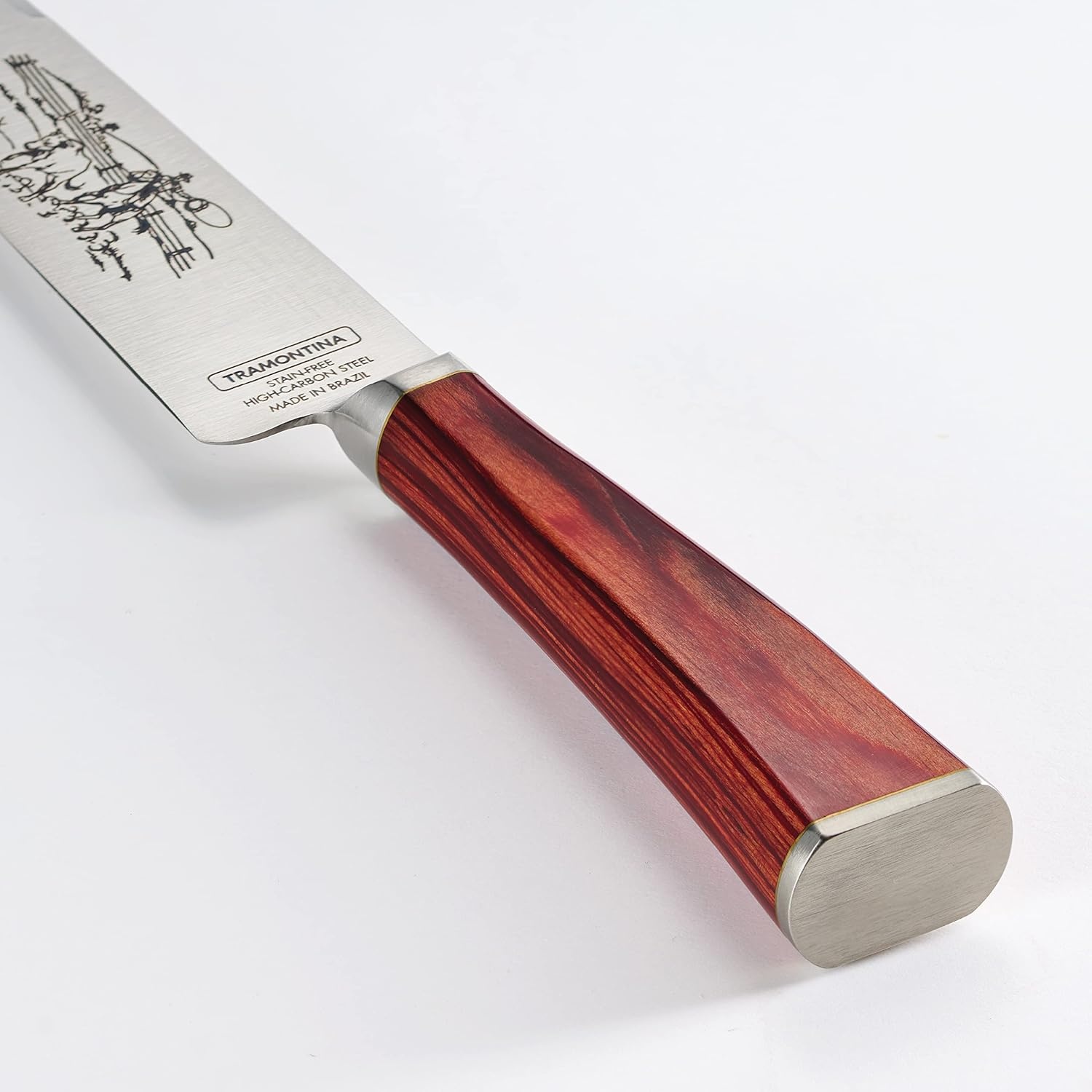 image:imageTramontina Churrasco Gaucho Forged Style Knives 7Inch HighCarbon Stainless Steel Knife with Leather Sheath Red Polywood Handle