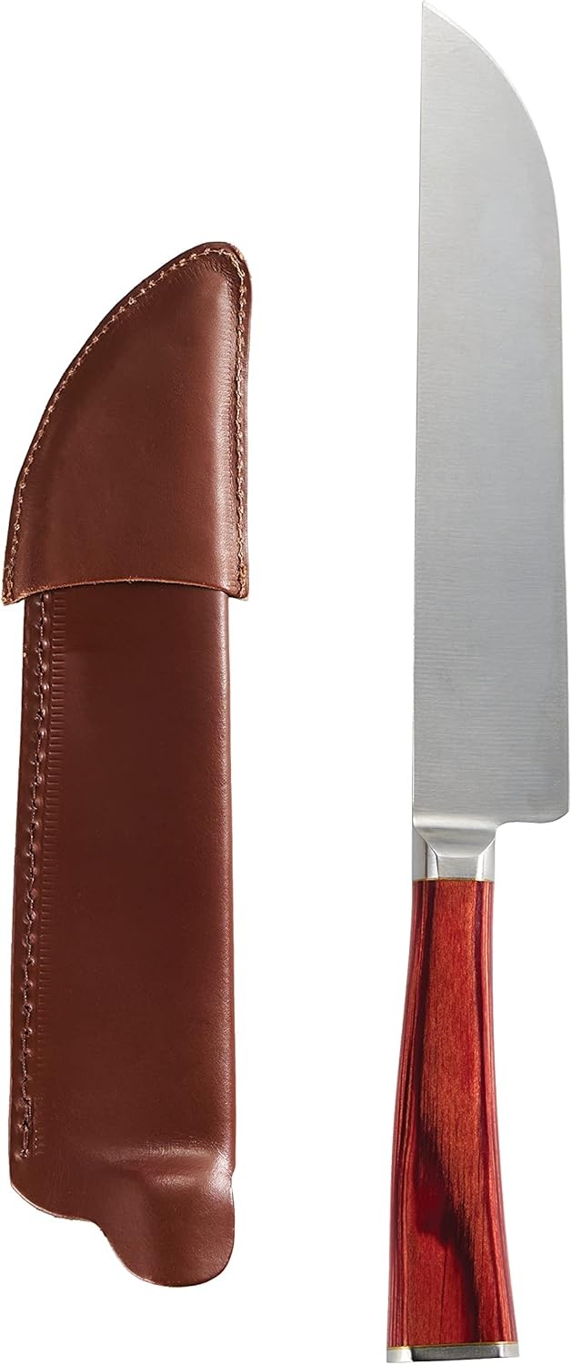 image:imageTramontina Churrasco Gaucho Forged Style Knives 7Inch HighCarbon Stainless Steel Knife with Leather Sheath Red Polywood Handle