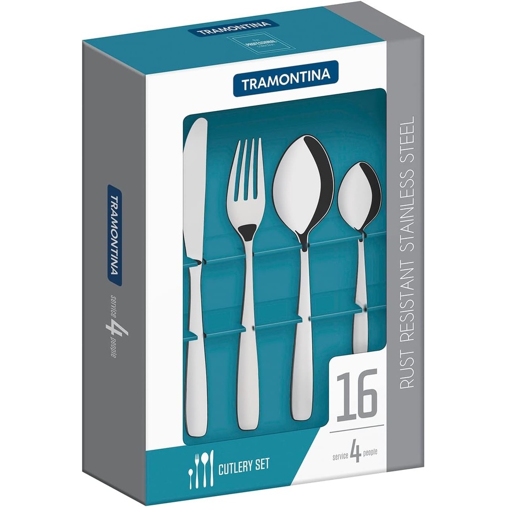 image:imageTramontina Cutlery Set with Steak Knives 12 Piece Sharp Knife and Fork Set with Wooden Handles Camping Kitchen Rustic Dishwasher Safe 29899199Stainless Steel