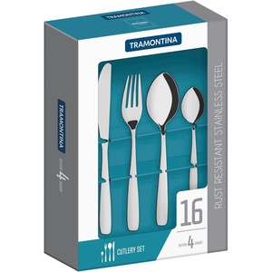 image:imageTramontina Cutlery Set with Steak Knives 12 Piece Sharp Knife and Fork Set with Wooden Handles Camping Kitchen Rustic Dishwasher Safe 29899199Stainless Steel