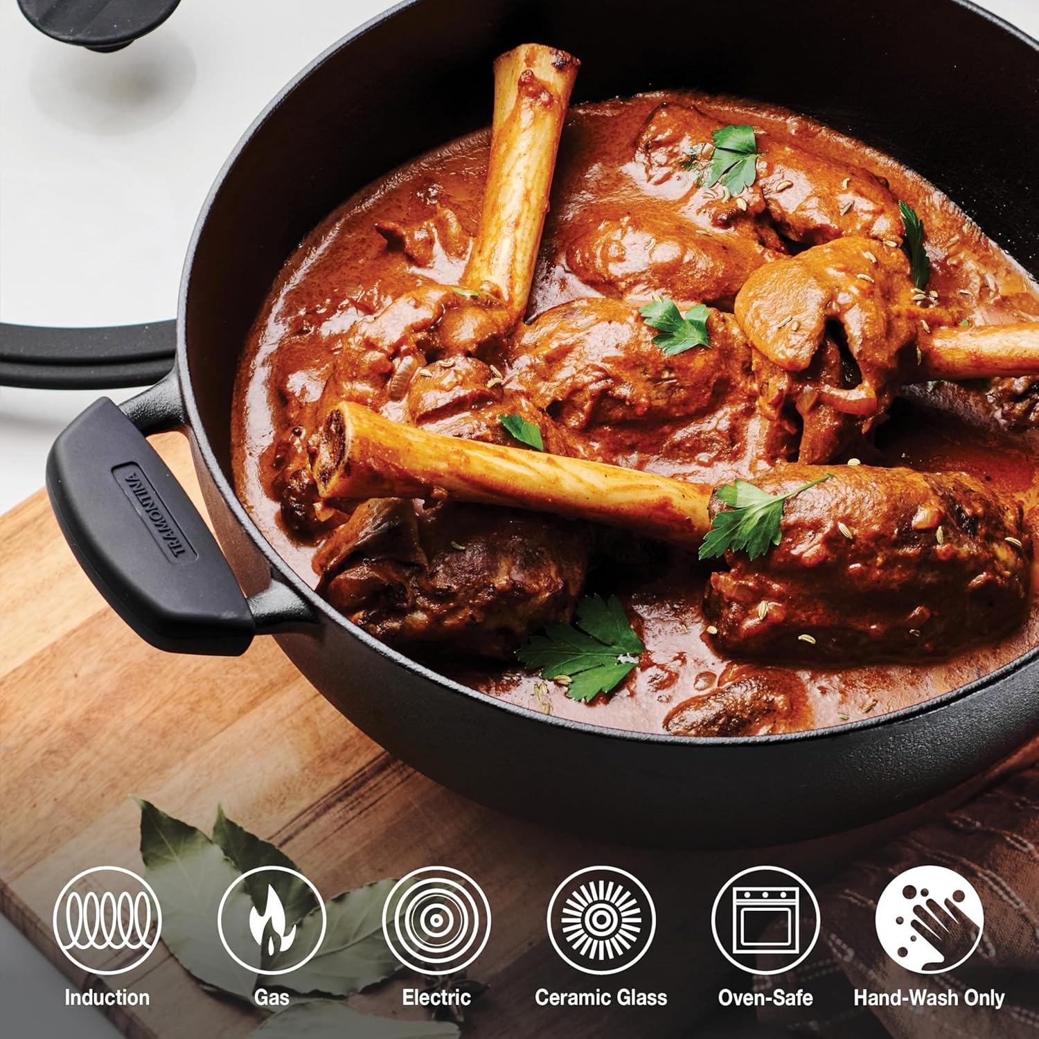 image:imageTramontina Utsava 39Quart PreSeasoned Cast Iron Kadai with Lid Kadhai Pot for Indian Cooking49Quart