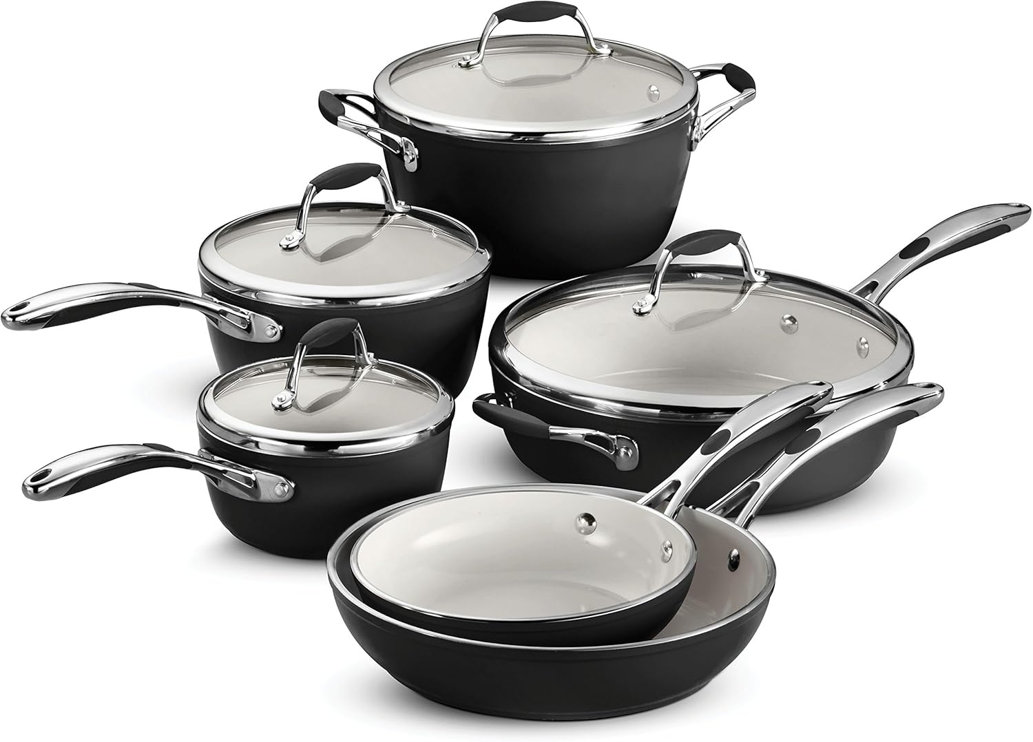 image:imageTramontina Ceramica Deluxe 5Quart Dutch Oven Pot with Lid Ceramic Non Stick OvenSafe Metallic BlackCookware Set