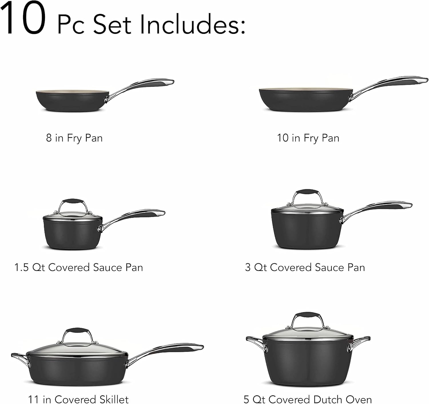 image:imageTramontina Ceramica Deluxe 5Quart Dutch Oven Pot with Lid Ceramic Non Stick OvenSafe Metallic BlackCookware Set