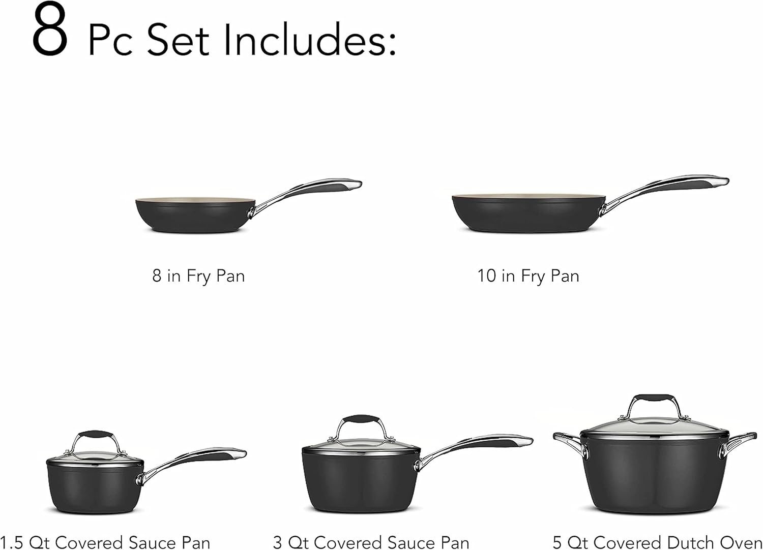 image:imageTramontina Ceramica Deluxe 5Quart Dutch Oven Pot with Lid Ceramic Non Stick OvenSafe Metallic BlackCookware Set