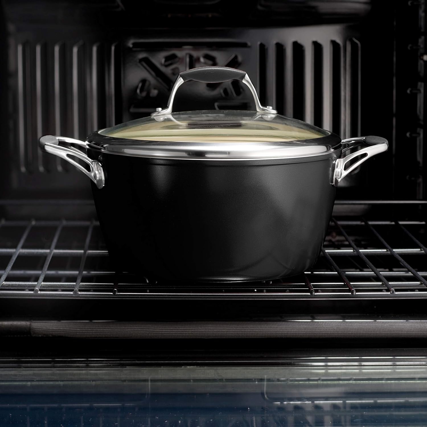 image:imageTramontina Ceramica Deluxe 5Quart Dutch Oven Pot with Lid Ceramic Non Stick OvenSafe Metallic BlackDeep Skillet